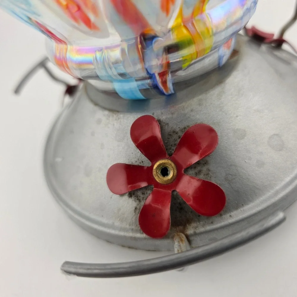 Style Selections Hummingbird Feeder Art Glass Nectar Bird Patio Colorful Outdoor
